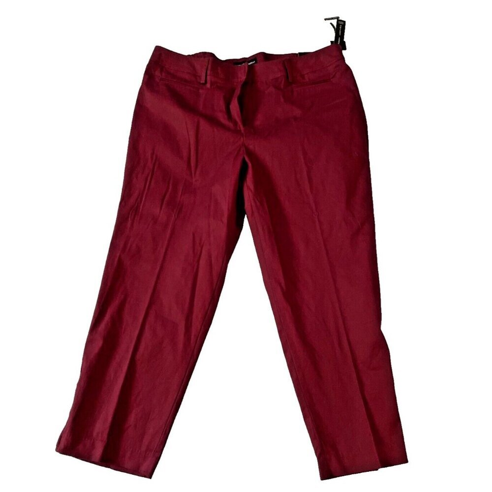 Larry Levine Womens Ankle Slim Leg Pants Size 18 Burgundy Cotton/Spandex Blend S